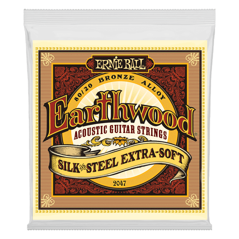 Extra Soft Earthwood 80/20 Bronze Silk & Steel Acoustic Guitar Strings 10-50 Gauge