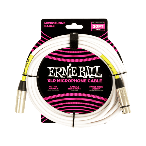 Ernie Ball 20' Male / Female XLR Microphone Cable White