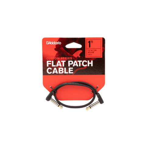 D'Addario Flat Patch Cable, 1ft Right Angle, Single PK, PW-FPRR-01