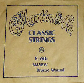 Martin M43BW E-6th 80/20 Bronze Wound Plain End Classical single string. 043" - 1.09mm