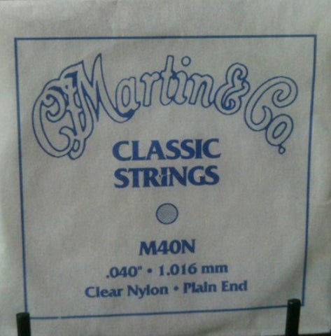 Martin M40N G-3rd Clear Nylon Plain End Classical single string. 040" - 1.02mm