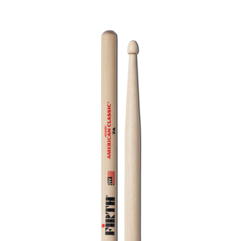Vic Firth American Classic 7AW Drum Sticks in White wood tip