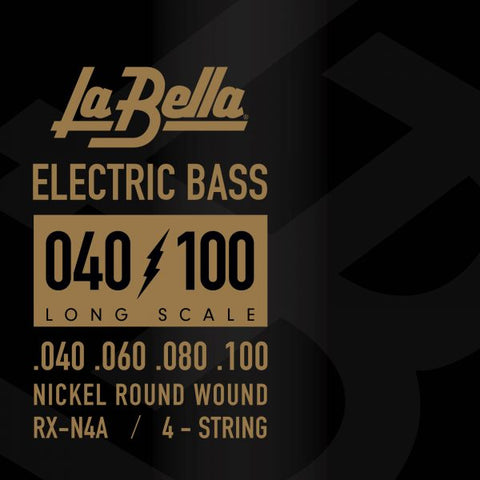 La Bella RX-N4A Rx Nickel Roundwound Bass Guitar Strings - .040-.100 Long Scale 4-string