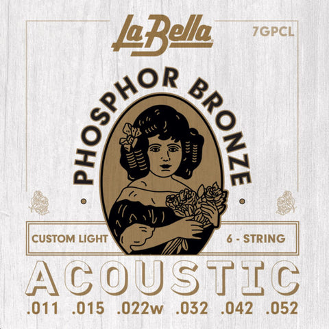 La Bella 7GPCL Phosphor Bronze Acoustic Guitar Strings - .011-.052 Custom Light