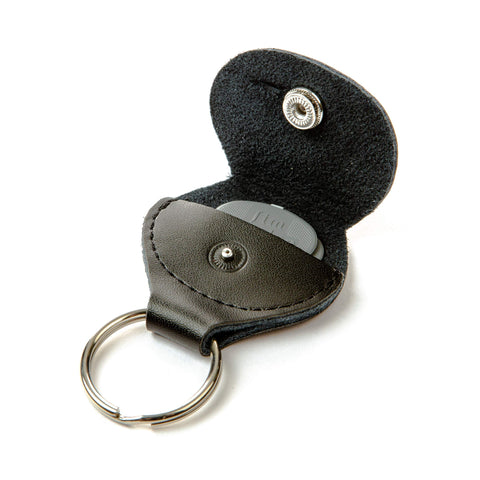 Leather pick holder keychain, black
