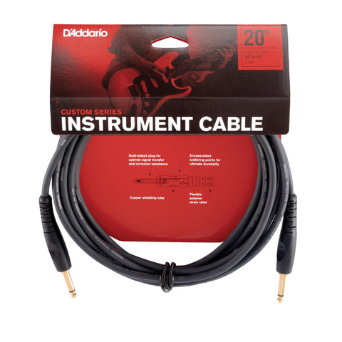 D'Addario Custom Series Instrument Cable, 20 feet PW-G-20