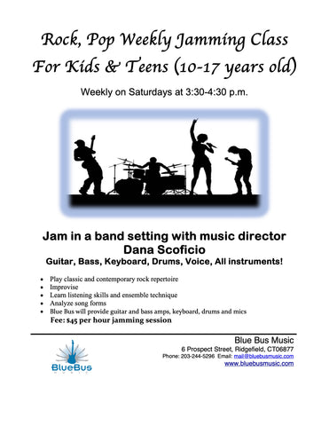Rock & Pop weekly jamming class for kids & teens