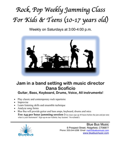 Rock & Pop weekly jamming class for kids & teens