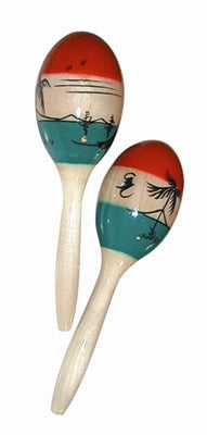 Wood Printed Maracas one pair, LM-1