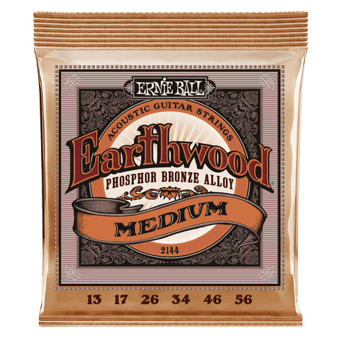 Ernie Ball Medium Earthwood Phosphor Bronze Acoustic Guitar Strings 13-56 Gauge