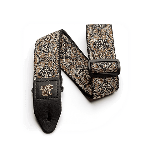 Ernie Ball Classic Jacquard Guitar Strap/Bass Strap - Gold & Black Paisley