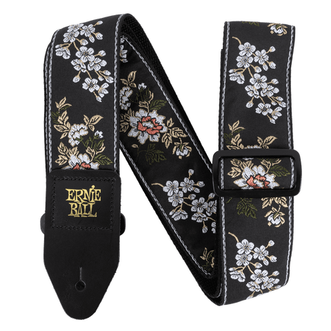 Ernie Ball Classic Jacquard Guitar Strap/Bass Strap - White Blossom