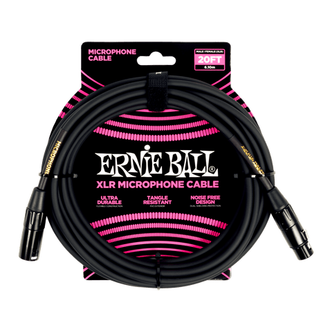 Ernie Ball Classic XLR Microphone Cable Male/Female 20ft - Black