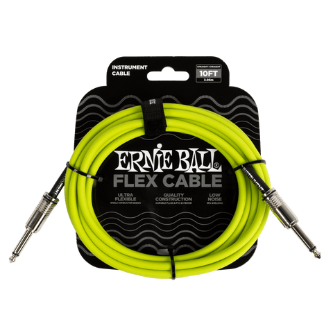 Ernie Ball Flex Instrument Cable Straight/Straight 10ft - Green