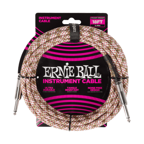 Ernie Ball Braided Instrument Cable Straight/Straight 18ft - Emerald Argyle