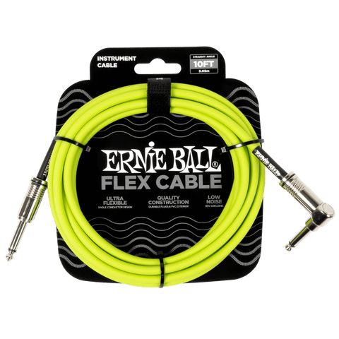 Ernie Ball Flex Instrument Cable Straight/Angle 10ft - Green