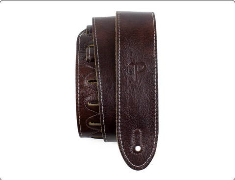 Perri's Mahagony Deluxe Soft Italian Garment Leather Guitar Strap