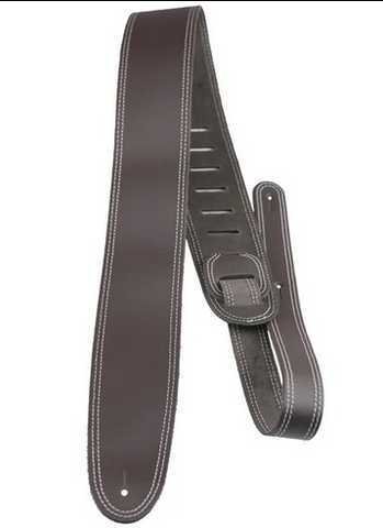 Perri's Brown Double Stitched Leather Guitar Strap