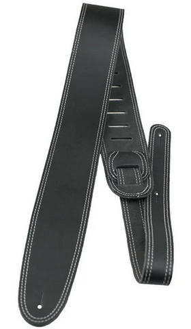 Perri's Black Double Stitched Leather Guitar Strap