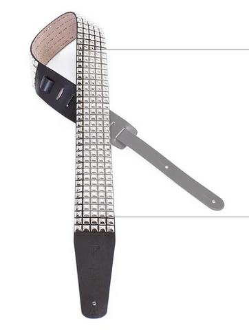 Perri's 2.5" Studded Leather Guitar Strap, Silver