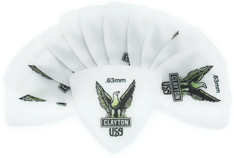 Clayton Acetal Rounded Triangle Guitar Picks .63 mm 1 Dozen