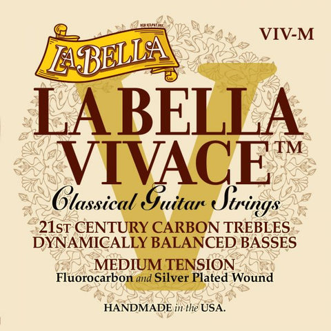 La Bella Vivace Fluorocarbon Classical Guitar Strings – Medium Tension, VIV-M