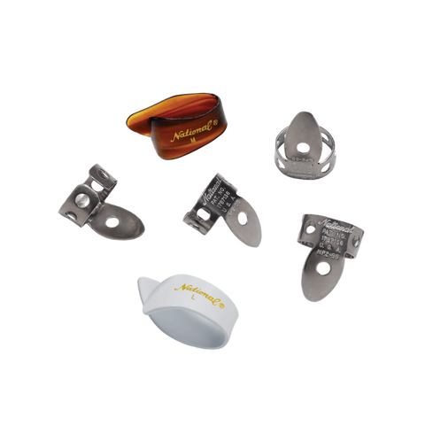 National Finger Picks, Stainless Steel and Celluloid Thumb Pick Bundle