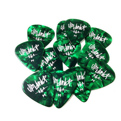Dunlop Green Pearloid Celluloid Standard Guitar Picks Medium 12 Pack, 483P12MD