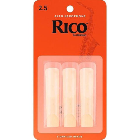 Rico by D'Addario Alto Sax Reeds, Strength 2.5, 3-pack