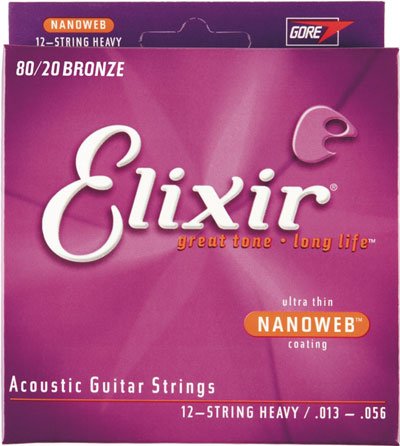 Elixir 11162 Nanoweb Coated 80/20 Bronze Acoustic 12 String Hvy 13-56