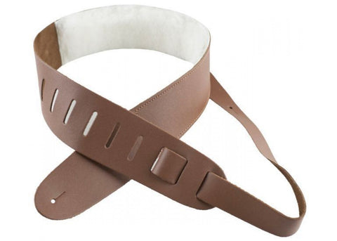 Perri's Leathers 2.5" Tan Leather Guitar Strap with Sheepskin Pad Model # DL325-2212