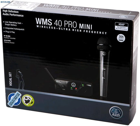 AKG Pro Audio WMS40 Mini Vocal Set BD US45C Wireless Microphone System