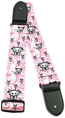 Perri's Leathers 2" Polyester Guitar Strap Pink Skelanimal, LPCP-1114