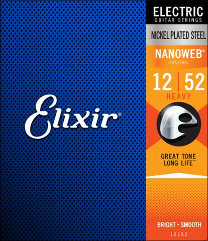Elixir 12152 Nanoweb Coated Electric Guitar Strings 12-52
