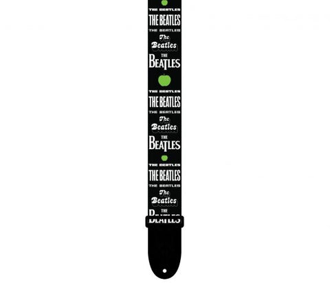 Perri's Leathers The Beatles Multiple White Logos on Black Polyester Guitar Strap, LPCP-6105