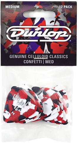 Dunlop Confetti Celluloid Standard Guitar Picks Medium 12 Pack, 483P06MD