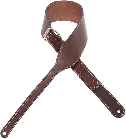 Levy's Leather 3" wide tapered Leather guitar strap - Burgundy - PM50