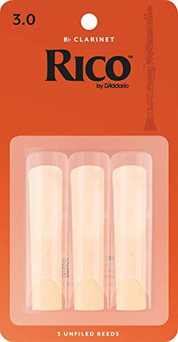 Rico by D'Addario Bb Clarinet Reeds, Strength 3, 3-pack RCA0330