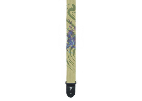 Perris Leathers CWSSP-7040 Screen Printed Tan Cotton Guitar Strap - 2", Purple Orchids