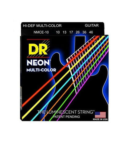 DR Strings NMCE-10 Coated Nickel Hi-Def, Multi-Color Electric Strings, 10-46