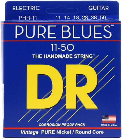 DR Strings PHR-11 Pure Blues Pure Nickel Electic Guitar Strings -.011-.050 Heavy