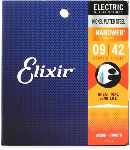 Elixir Strings 12002 Super Light Nanoweb Electric Guitar Strings