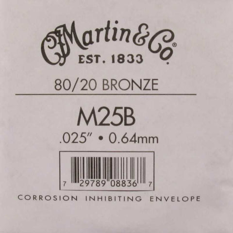 Martin M25B 80/20 Bronze Wound Guitar String - .025