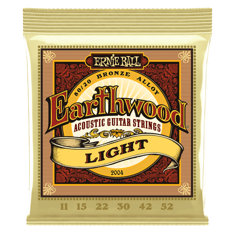 Ernie Ball Earthwood Light 80/20 Bronze Acoustic Guitar Strings - 11-52 Gauge
