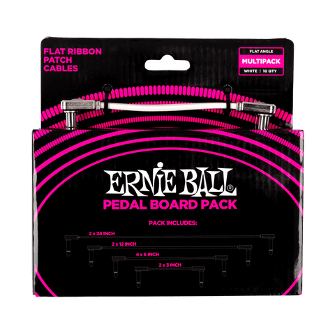 Ernie Ball Flat Ribbon Patch Cables Pedalboard Multi-Pack - White