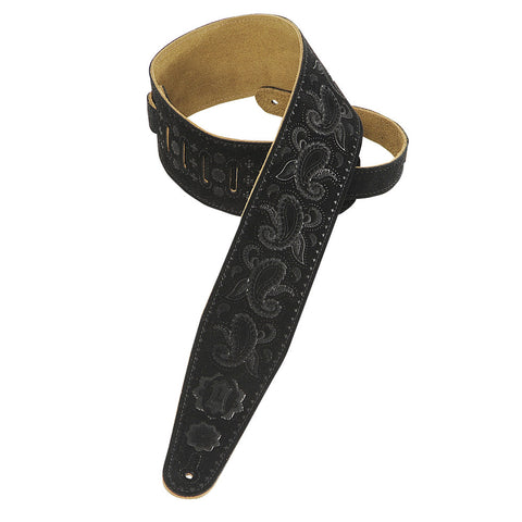 Levy's 3″ Suede Leather Guitar Strap - Black - PMS44T03-BLK