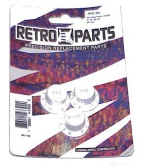 Retro Parts RP215W Strat Volume & Tone Knob Set White