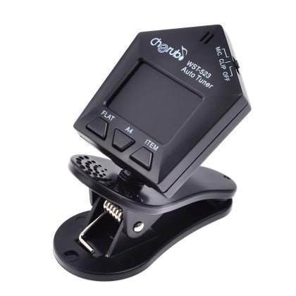 Cherub WST-523 Clip-on Auto Tuner for Guitar Bass Violin and Ukulele - Black