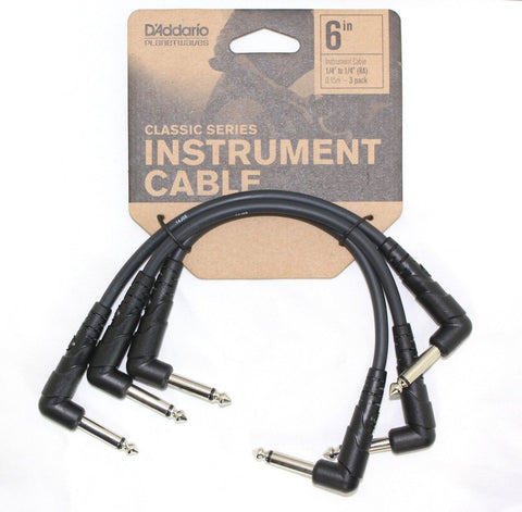 D'Addario Classic Series Patch Cable, 3-pack, 6 inches PW-CGTP-305