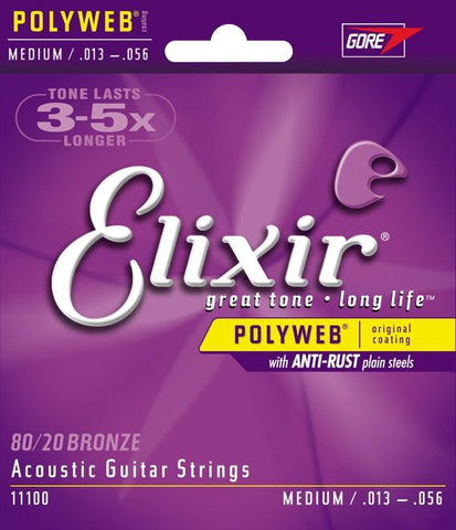 Elixir 11100 Medium Polyweb 80/20 Bronze Acoustic Guitar Strings